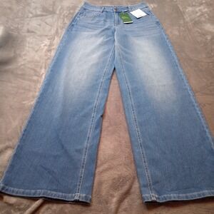 Halara Flex Denim Jeans Wide Leg Baggy Mid Rise Size XS Tall Stretch Comfort